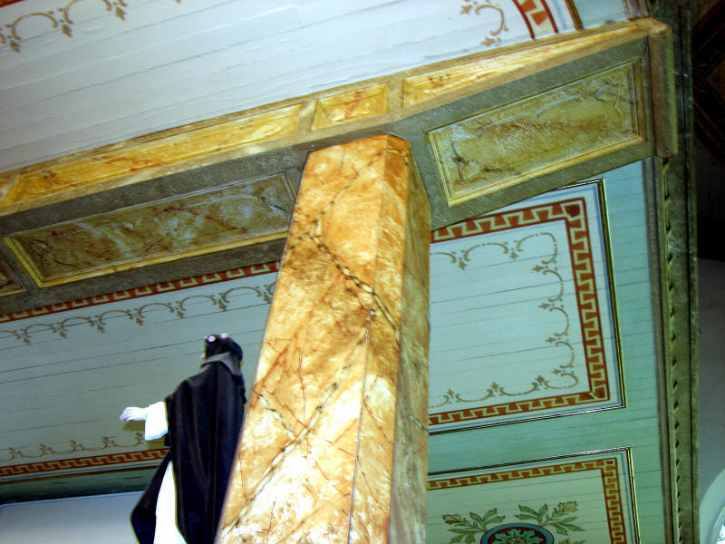 Painted column and ceiling